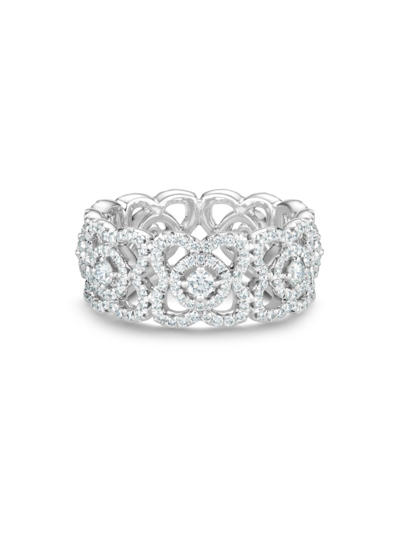 Shop De Beers Jewellers Enchanted Lotus Diamond & 18k White Gold Band Ring