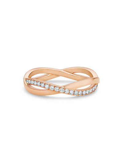 Shop De Beers Jewellers Infinity Diamond & 18k Rose Gold Half Band Ring In Pink