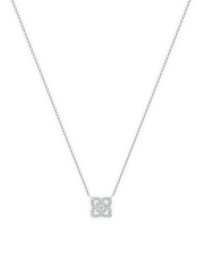 Shop De Beers Jewellers Enchanted Lotus Diamond & 18k White Gold Mini Pendant Necklace