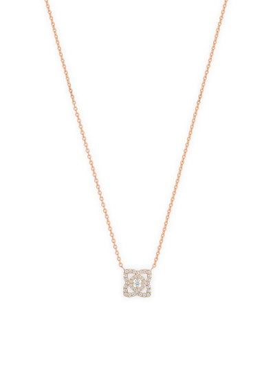 Shop De Beers Jewellers Enchanted Lotus Diamond & 18k Rose Gold Mini Pendant Necklace In Pink