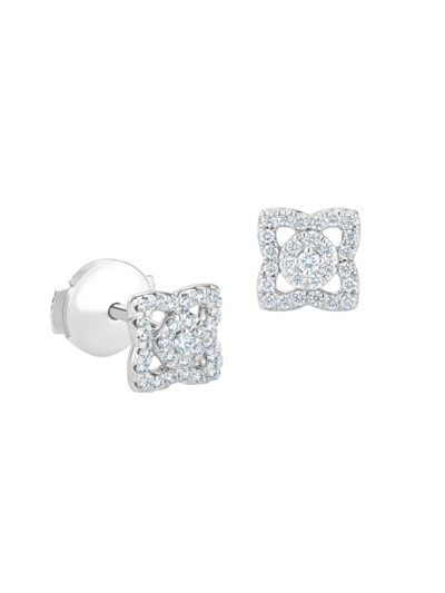 Shop De Beers Jewellers Enchanted Lotus Diamond & 18k White Gold Mini Stud Earrings