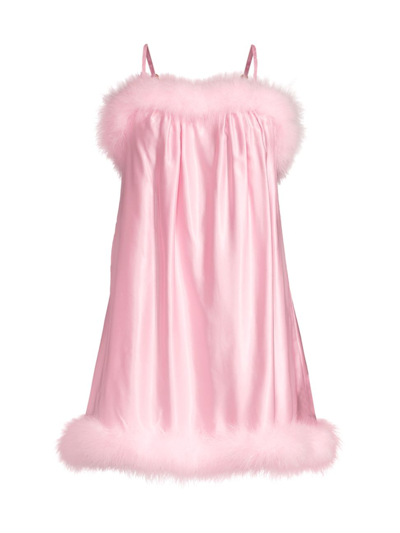 Shop Sleeper Women's French Kiss Ostrich-trim Minidress In Pink