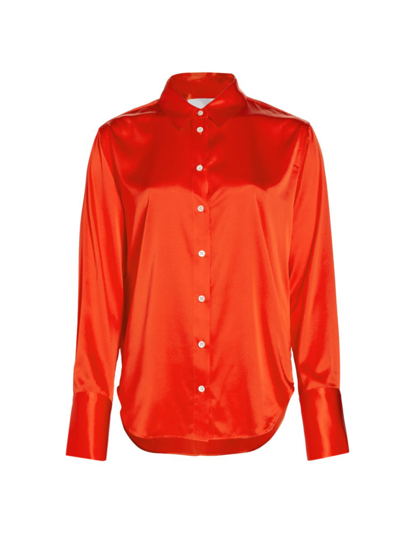 Shop Frame Women's The Standard Silk Button-up Shirt In Bright Red