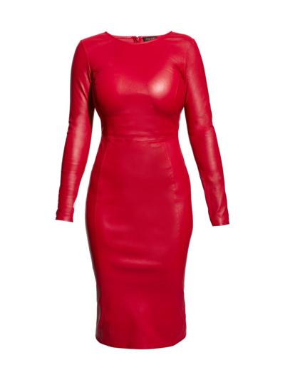 Shop As By Df Women's Mrs. Smith Stretch Leather Dress In Coco Red