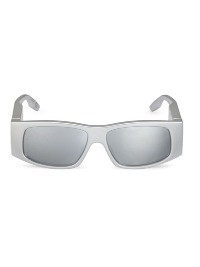 Shop Balenciaga Women's Led 56mm Rectangular Sunglasses In Silver