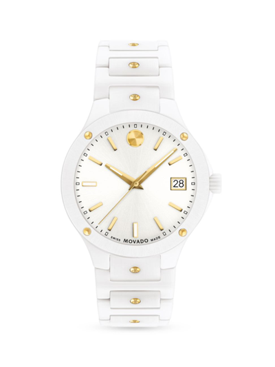 Shop Movado Women's Se Ceramic Bracelet Watch In White