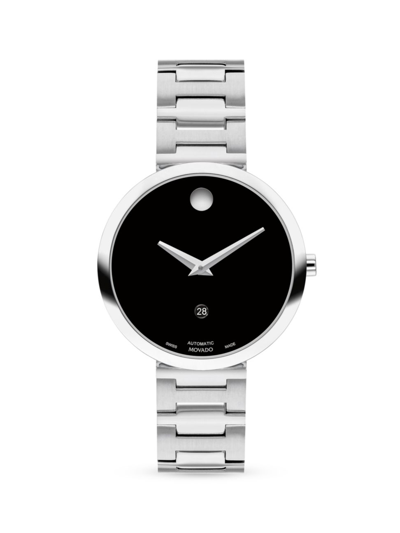 Shop Movado Women's Museum Classic Automatic Stainless Steel Bracelet Watch In Silver