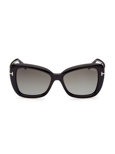 Shop Tom Ford Women's Maeve 55mm Butterfly Sunglasses In Black