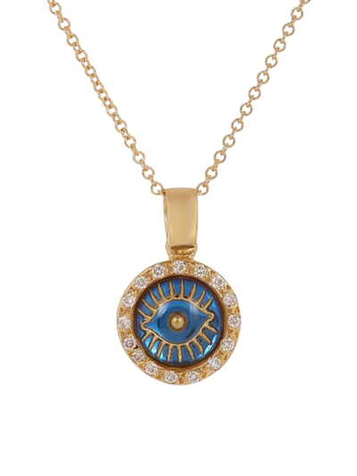 Shop Ileana Makri Women's Evil Eye Ireedp 18k Yellow Gold & 0.09 Tcw Diamond Pendant Necklace