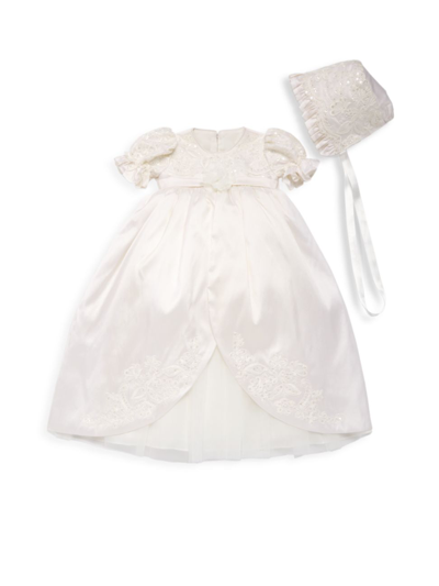 Shop Macis Design Baby Girl's Embroidered Silk Organza Christening Dress In Ivory