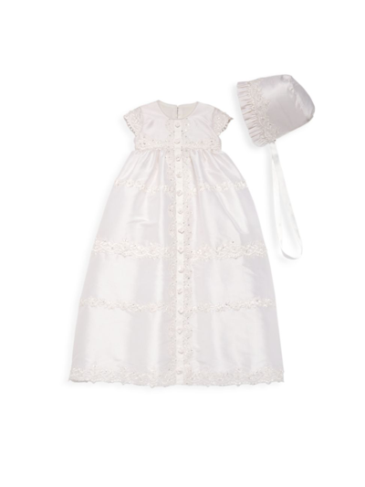 Shop Macis Design Baby Girl's Organza, Lace & Silk Dress & Hat In Ivory