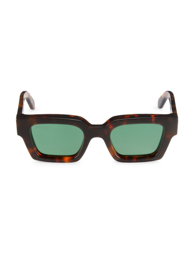 Shop Off-white Men's Virgil 50mm Rectangular Sunglasses In Havana Green