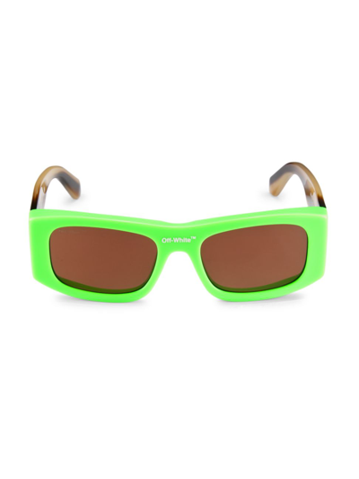 Shop Off-white Men's Lucio 54mm Square Acetate Rectangular Sunglasses In Green Brown