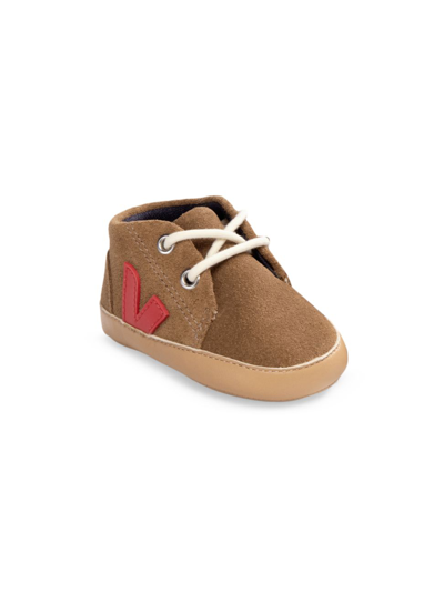 Shop Veja Baby's Suede Logo Sneakers In Brown