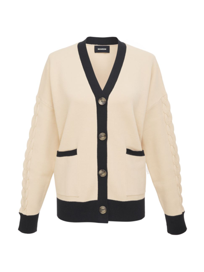 Shop Monrow Women's Colorblocked V-neck Cardigan In Black Off White