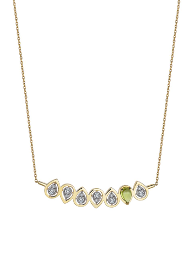 Shop Melis Goral Women's Focus 14k Gold, Diamond & Peridot Pendant Necklace In Green