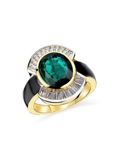Shop Melis Goral Women's Reflection 14k Gold, Diamond & Green Quartz Ring