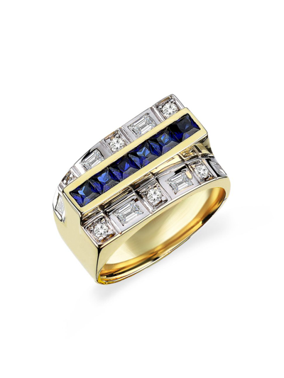 Shop Melis Goral Women's Vibe 14k Gold, Diamond & Sapphire Ring In Blue