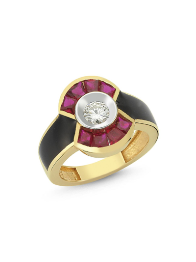 Shop Melis Goral Women's Reflection 14k Gold, Diamond & Ruby Ring In Red