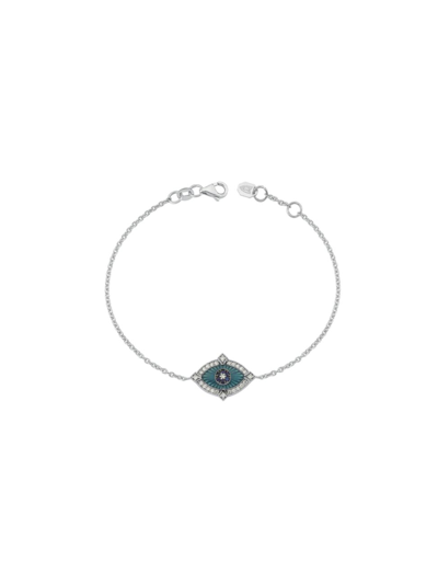 Shop Melis Goral Women's Guardian 14k White Gold, Diamond & Sapphire Bracelet In Blue