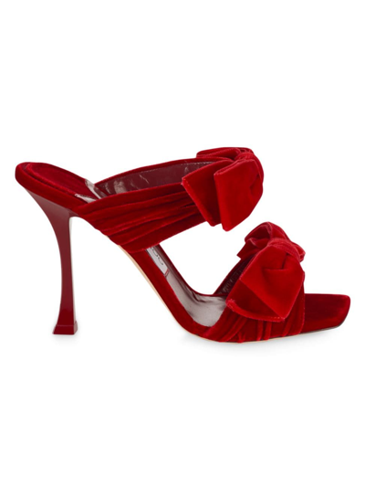 Shop Jimmy Choo Women's Flaca 100mm Velvet Sandals In Red