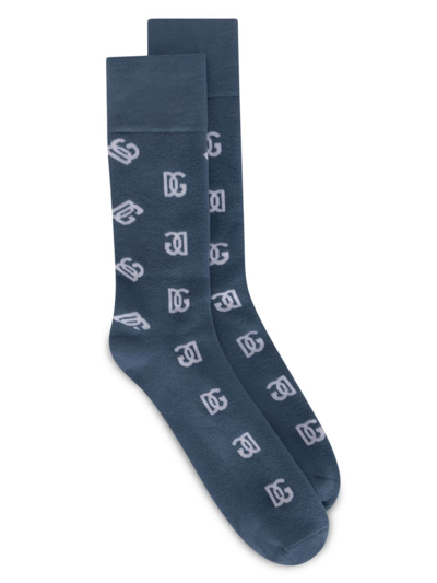Shop Dolce & Gabbana Men's Logo Jacquard Socks In Navy