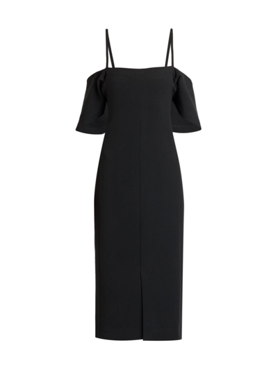 Shop Victoria Beckham Women's Off-the-shoulder Cady Midi-dress In Black