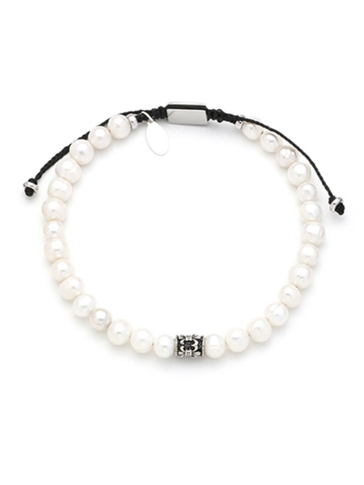 Shop Jan Leslie Men's Beaded Pearl Bracelet In White