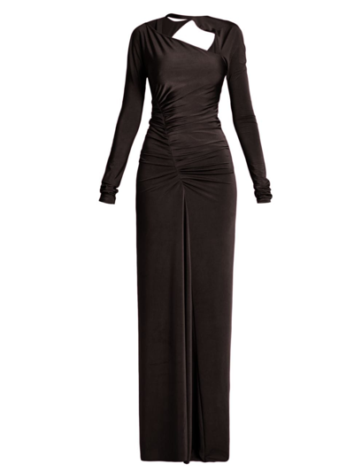 Shop Victoria Beckham Women's Asymmetric Ruched Gown In Black