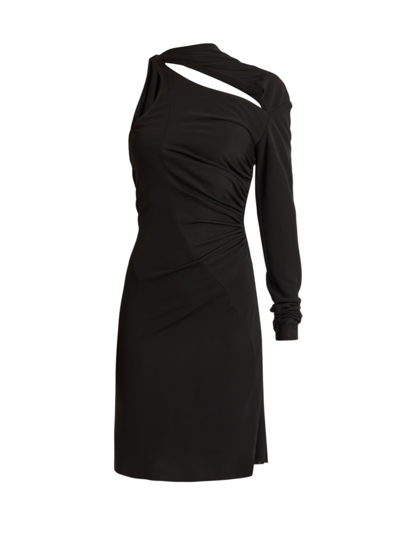 Shop Victoria Beckham Women's Asymmetric Slash Minidress In Black