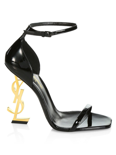 Shop Saint Laurent Women's Opyum Patent Leather Sandals In Nero