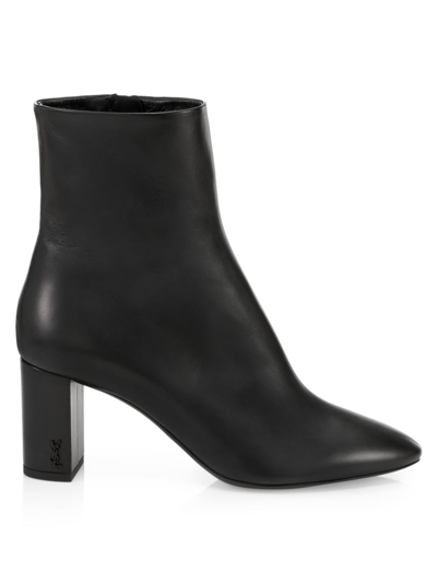 Shop Saint Laurent Women's Lou Leather Ankle Boots In Black