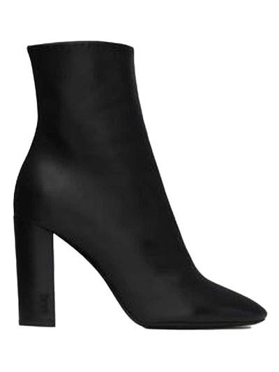 Shop Saint Laurent Women's Lou Ankle Boots In Leather In Nero