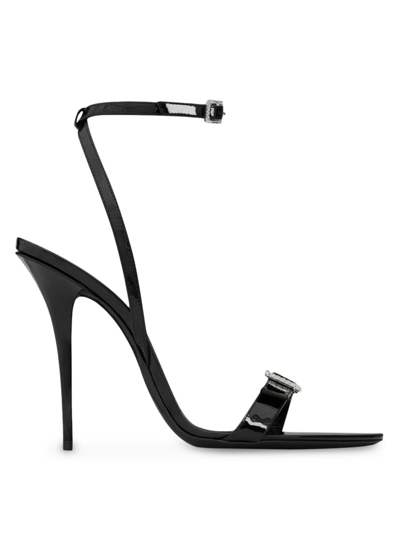Shop Saint Laurent Women's Claude Sandals In Patent Leather In Nero