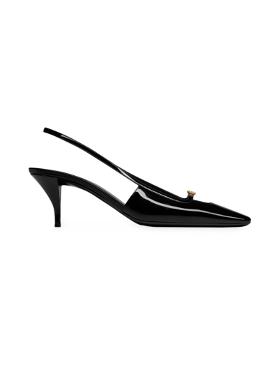 Shop Saint Laurent Women's Blade Slingback Pumps In Patent Leather In Nero