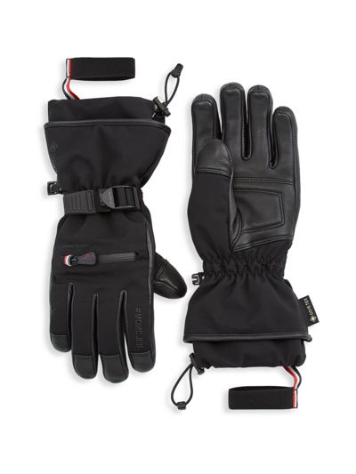 Shop Moncler Women's Grenoble Leather Gloves In Black