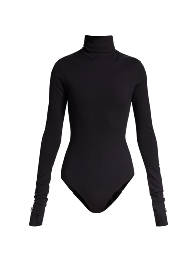 Shop Dolce & Gabbana Women's Long-sleeve Turtleneck Bodysuit In Nero