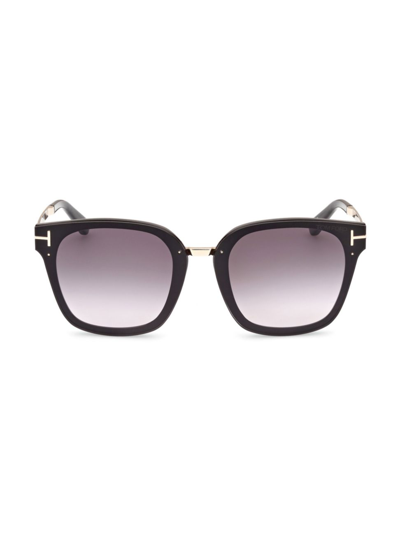 Shop Tom Ford Women's Philippa 68mm Square Sunglasses In Shiny Black