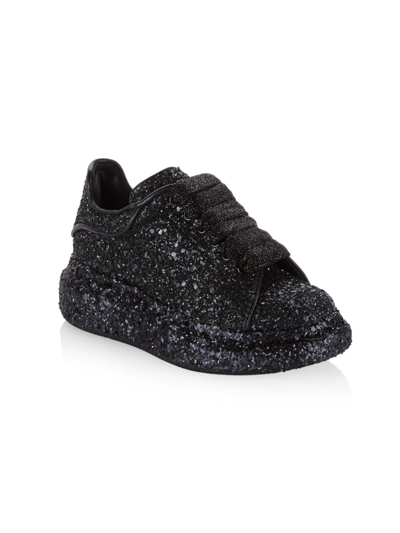 Shop Alexander Mcqueen Little Girl's & Girl's Glitter Oversized Sneakers In Black