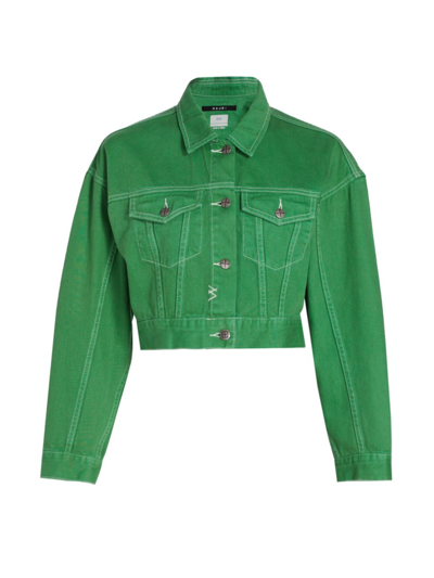 Shop Ksubi Women's Billie Denim Crop Jacket In Green