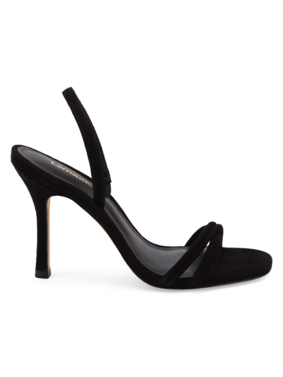 Shop Larroude Women's Annie Suede Slingback Sandals In Black