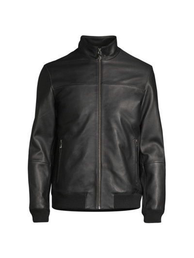 Shop Ted Baker Men's Leadon Moto Leather Jacket In Black