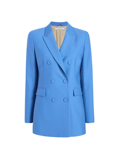 Shop Another Tomorrow Women's Double-breasted Wool-blend Jacket In Cornflower