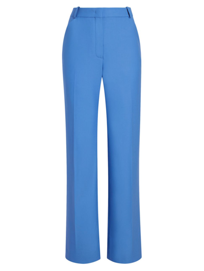 Shop Another Tomorrow Women's Wool Flat-front Flare Pants In Cornflower