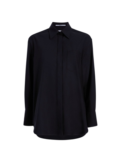 Shop Another Tomorrow Women's Oversized Wool Shirt In Black