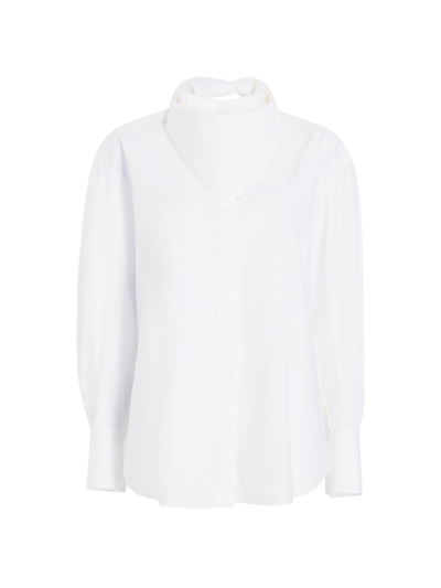 Shop Another Tomorrow Women's Bandana Cotton Blouse In White