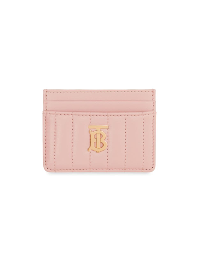 Shop Burberry Women's Lola Quilted Leather Card Case In Dusty Pink