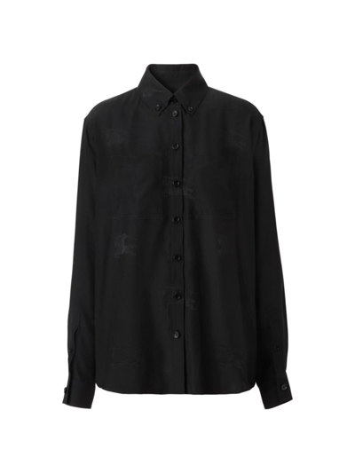 Shop Burberry Women's Ivanna Silk Shirt In Black