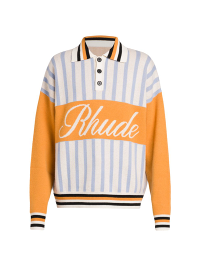 Shop Rhude Men's Wool & Cashmere Polo Sweater In Ivory Amber