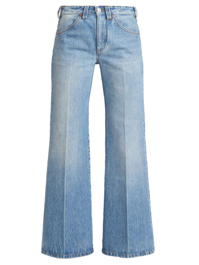 Shop Victoria Beckham Women's Edie High-rise Wide-leg Jeans In California Wash